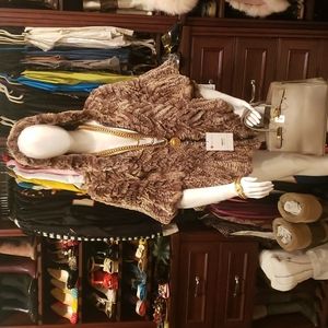 WOMANS MINK CAPE ONE SIZE M-XL COLOR BROWN AND BEIGE 100% AUTHENTIC  MINK